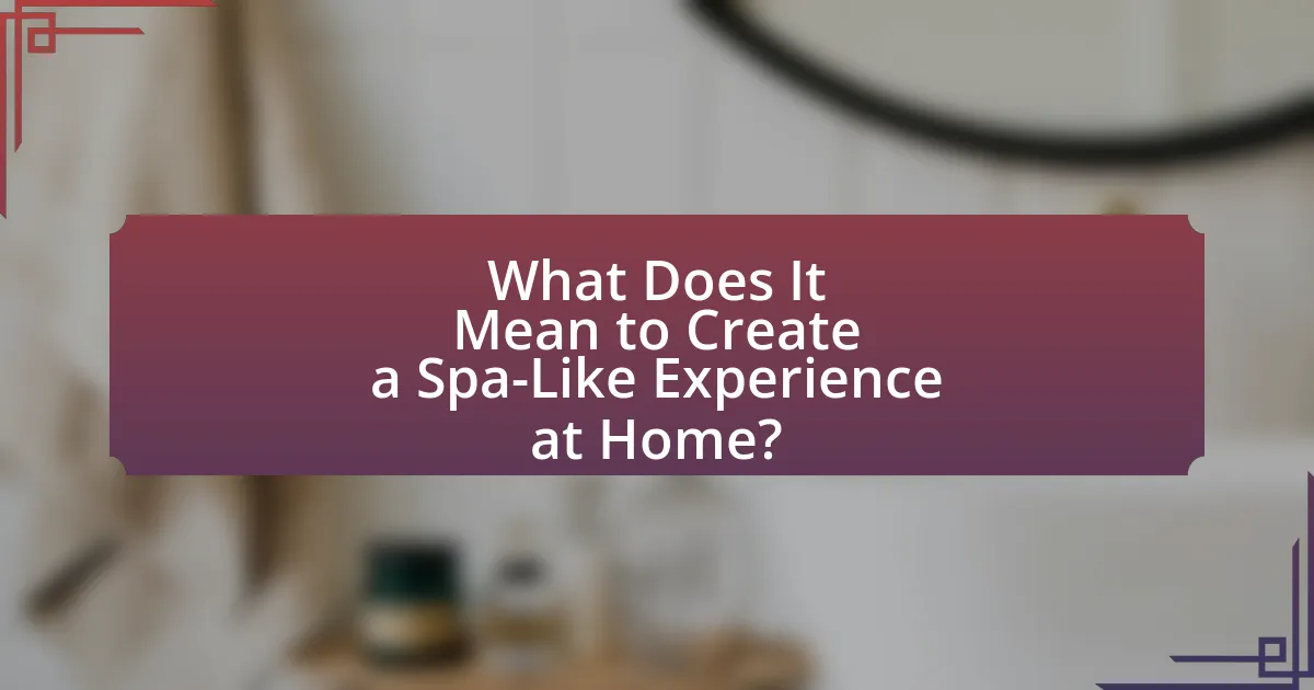 What Does It Mean to Create a Spa-Like Experience at Home?